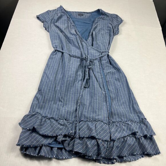 Converse Wrap Dress Striped V-Neck Tie Waist S Flowy Casual Boho Relaxed Fit - Picture 1 of 10